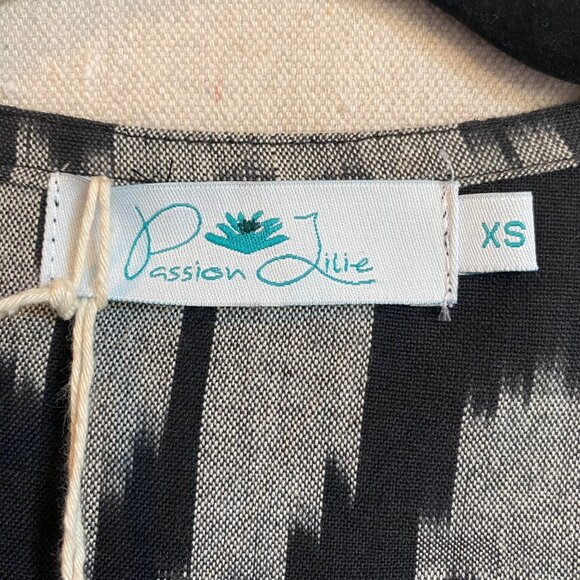 Fair Trade Genuine Ikat Black Cotton Wrap Dress NWT Extra Small Passion Lilie - Picture 5 of 12